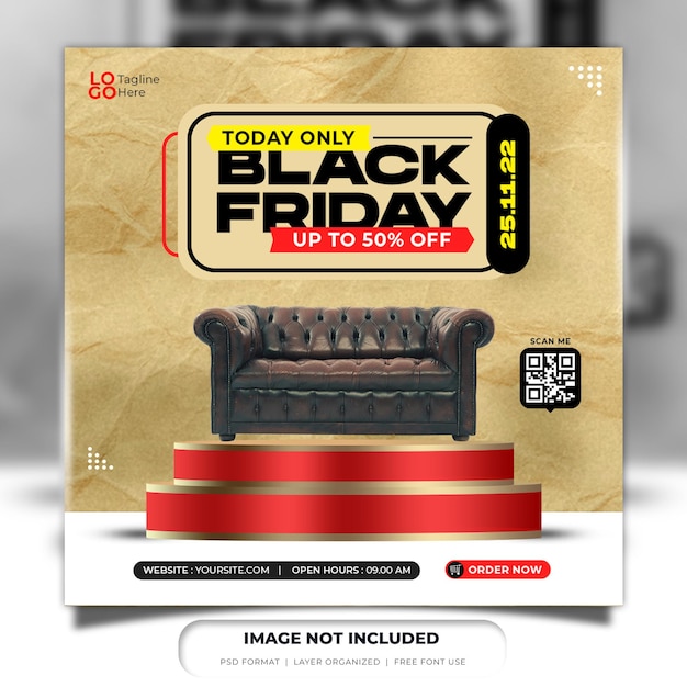 Black friday super sale social media banner instagram post template