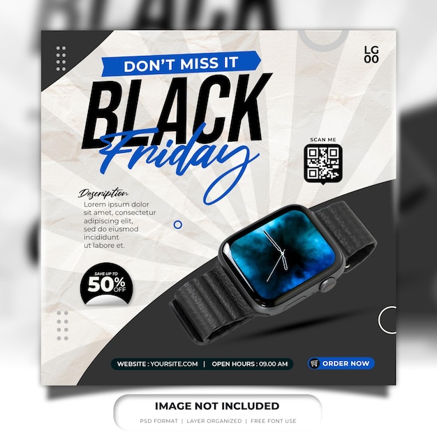 Black friday super sale social media banner instagram post template