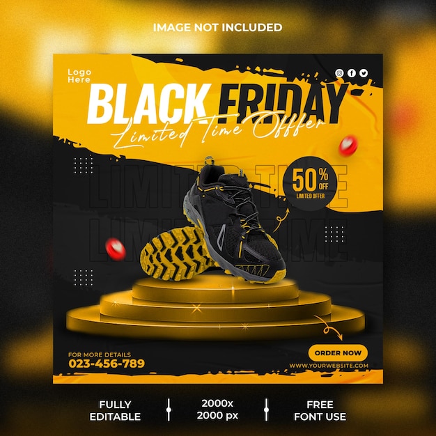 Black friday super sale social media banner template