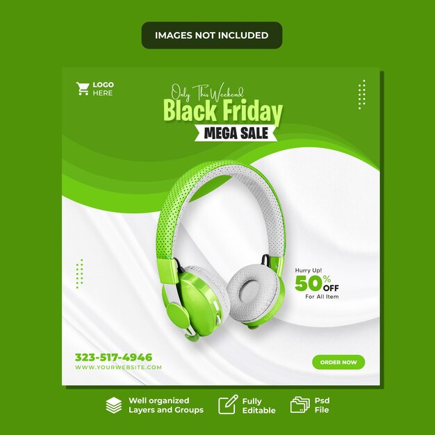 PSD black friday super sale social media banner template