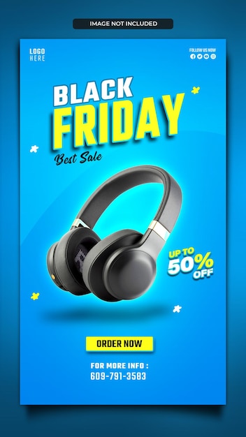 Black Friday super sale social media instagram story template in blue abstact background