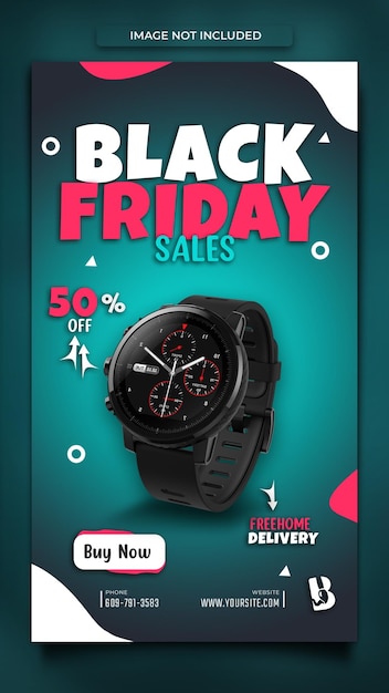 PSD black friday super sale social media instagram story template in blue background