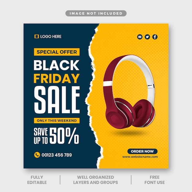 Black Friday super sale social media post template