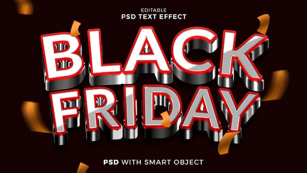 black friday text effect 3d style editable template