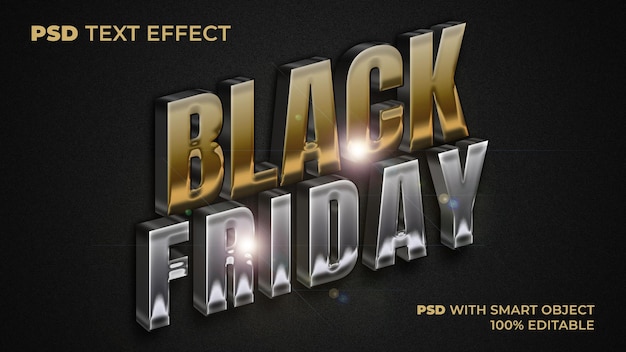 Black friday text effect metal style Editable text effect