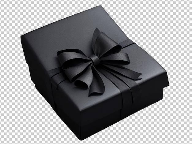 black gift box on transparent background