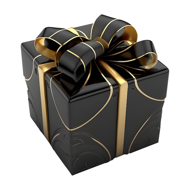 Black gift box with golden ribbon elegant and luxury celebration element