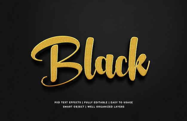 Black Gold 3d Text Style Effect