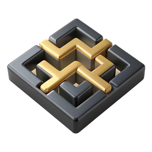 PSD a black and gold checkered puzzle with a black and gold design