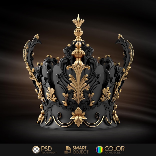 PSD a black and gold crown with the words smart on it.