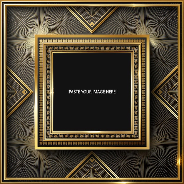 PSD a black and gold frame with a black background with a black border and a gold frame with a black bor