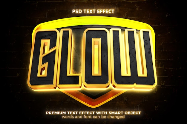 Black gold glow esport logo mock up template 3d editable text effect style