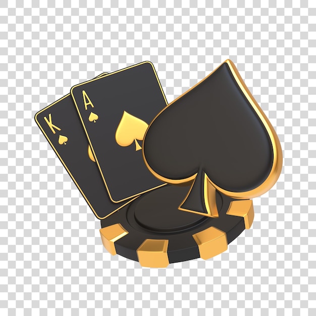 PSD black and gold king ace spade card set 3d render illustration