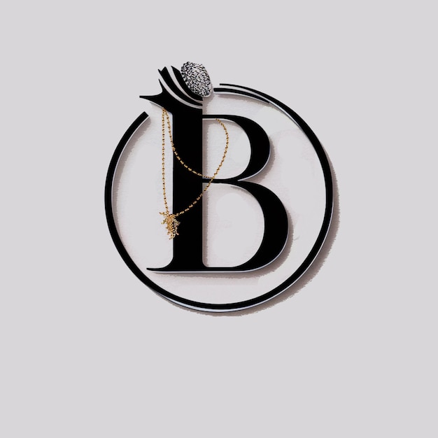 PSD a black and gold letter b is in a circle with a bird on it