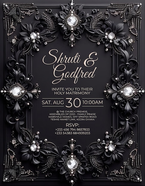 Black and Gold Luxurious Wedding Invitation