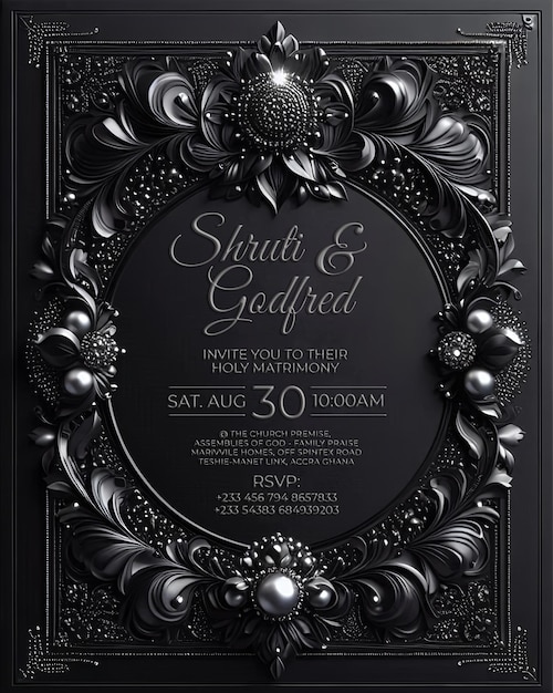 Black and Gold Luxury Wedding Invitation