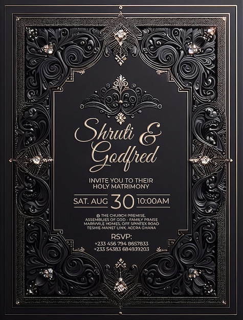 Black and Gold Luxury Wedding Invitation