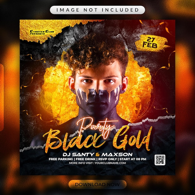 Black Gold Party Flyer or Social Media Banner Template