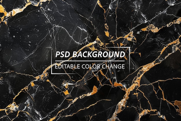 PSD a black and gold photo of a black marble floor