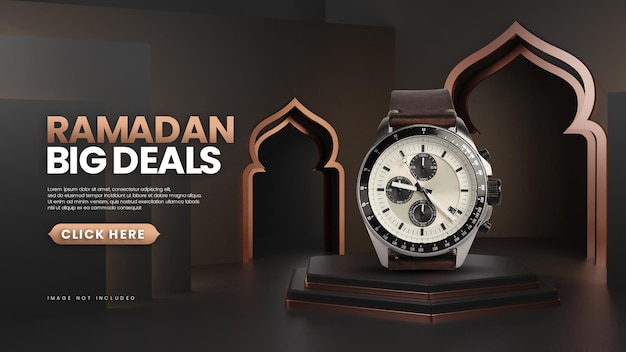 Black Gold Ramadan Sale Podium Template