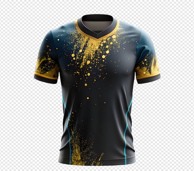 PSD black and gold sports jersey with splatter design and vneck