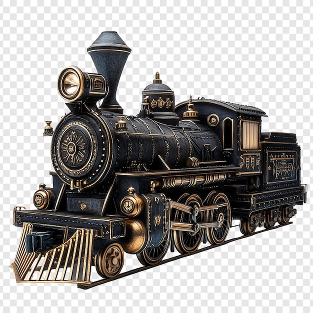 PSD black and gold steam locomotive