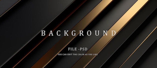 Black gold stripe diagonal 3d rendering background dark surface with stripe gold