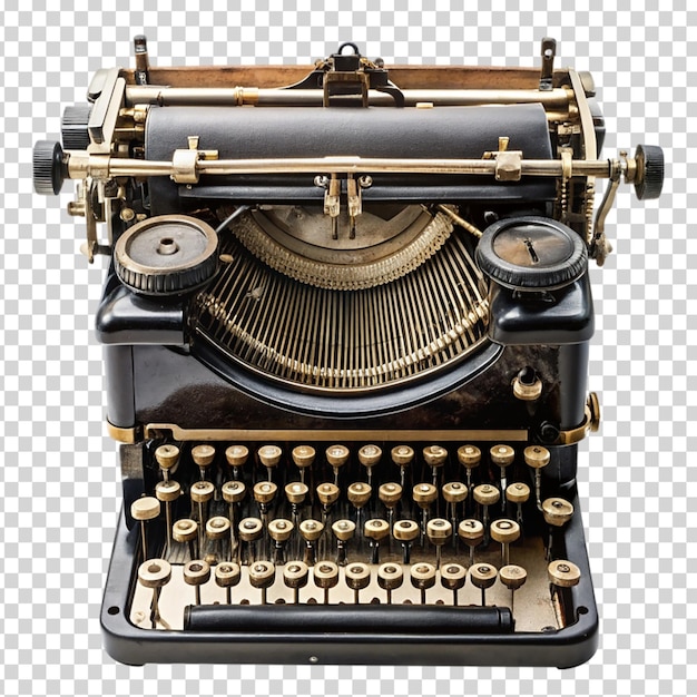 PSD a black and gold typewriter on transparent background