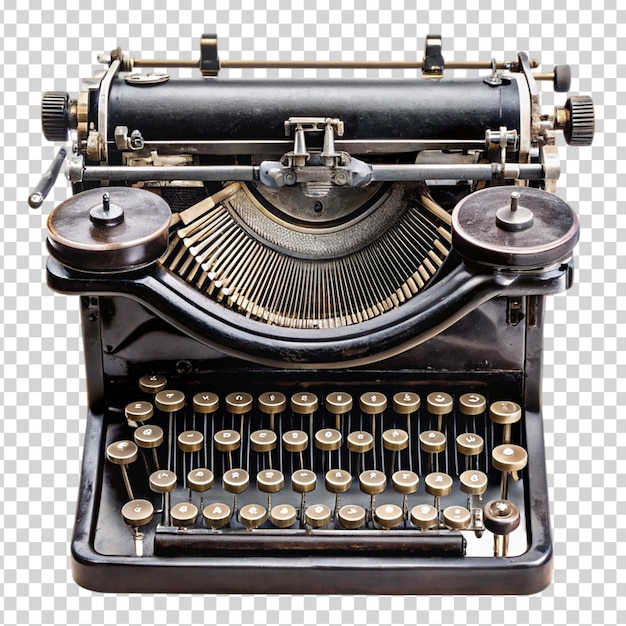 PSD a black and gold typewriter on transparent background