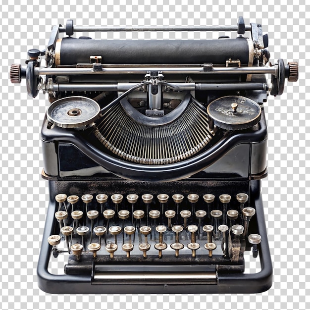 PSD a black and gold typewriter on transparent background