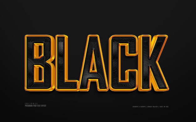 Black golden 3d editable premium psd text effect