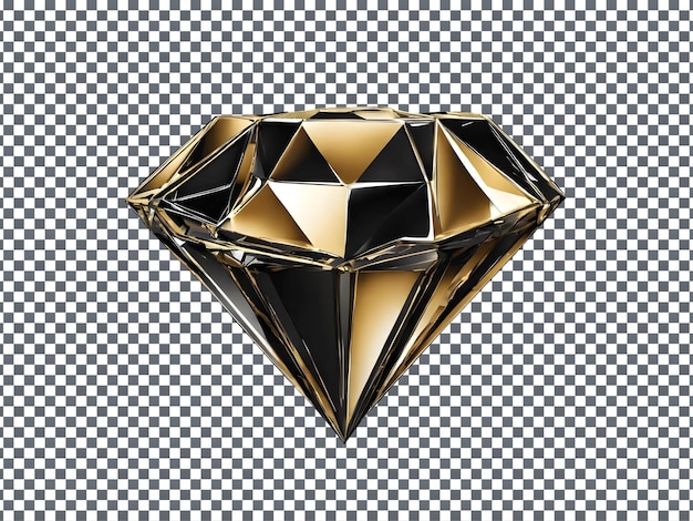 Black and golden Diamond isolated on transparent background