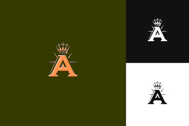 PSD a black and green background with a gold letter a and a crown