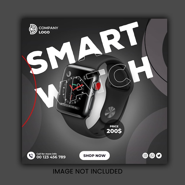 PSD a black and grey watch with the words smart watch on the front