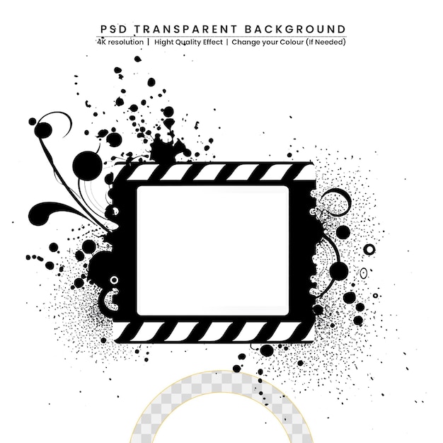 PSD black grunge poster on transparent background