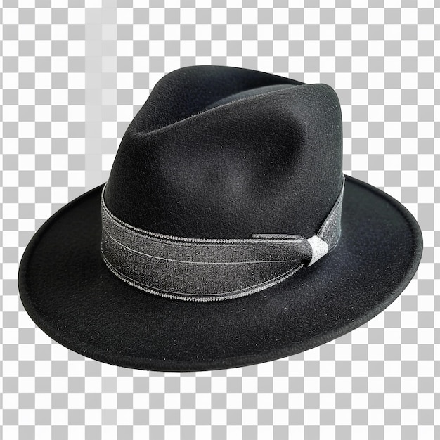 a black hat with a silver band on it