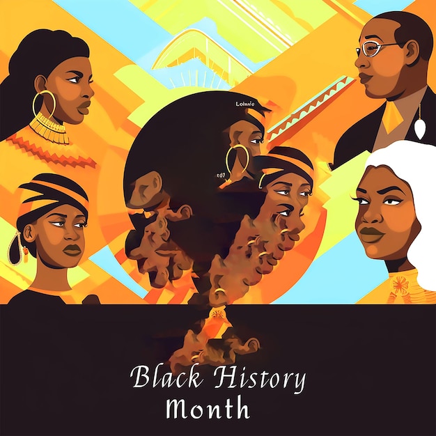 PSD black history month background or african american historyblack and red proud girl black history mo