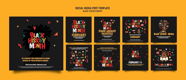 PSD black history month instagram posts template