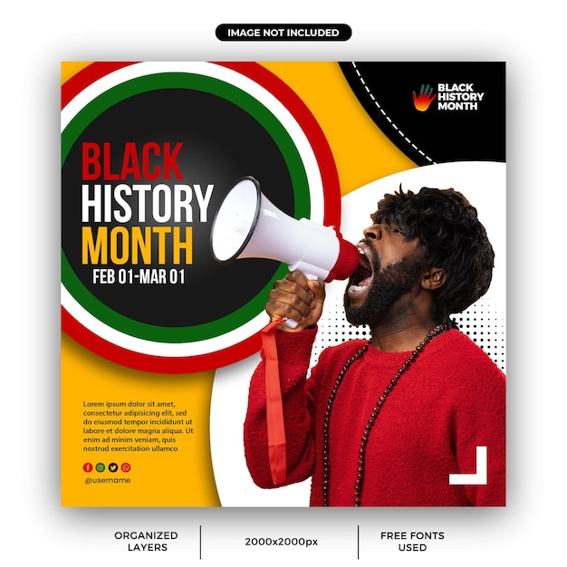 black history month instagram social media post feed template