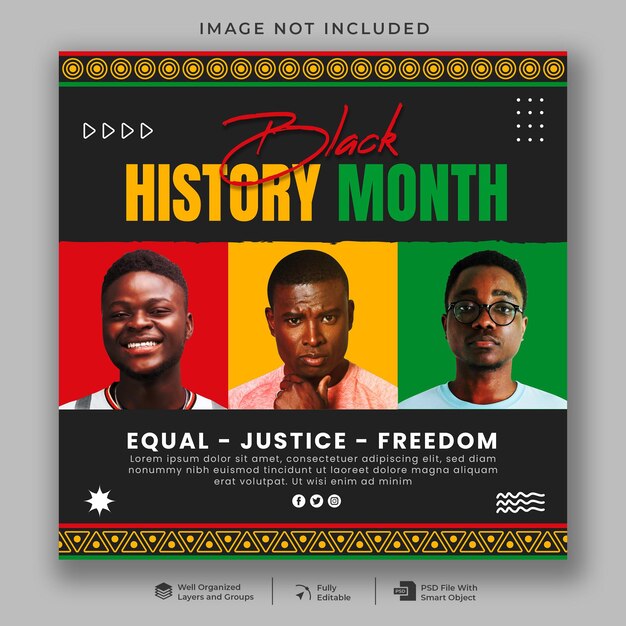 PSD black history month social media banner template