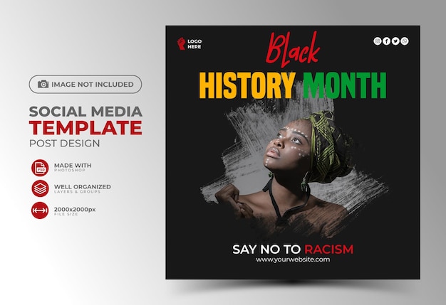 PSD black history month social media post template