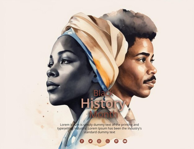 Black history month watercolor template for social media