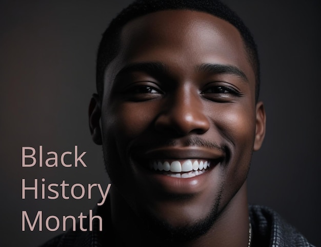 Black history month with black man smiling