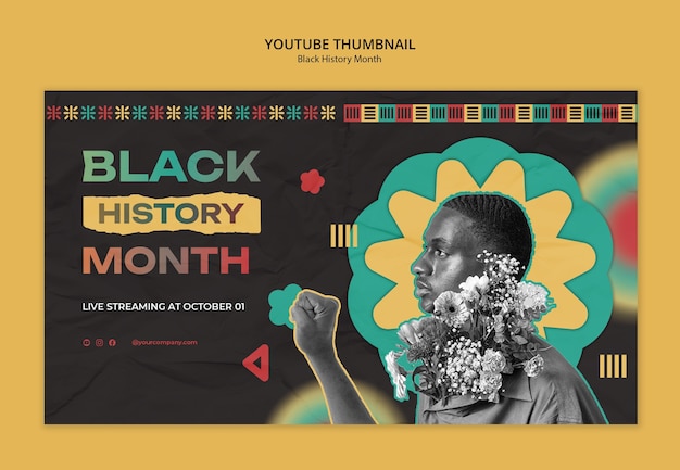 PSD black history month youtube template design