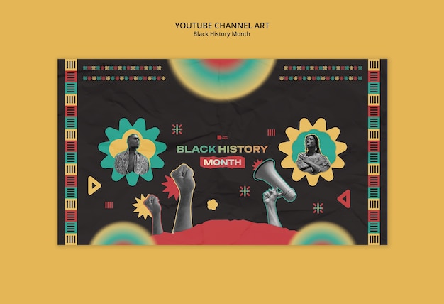 PSD black history month youtube template design