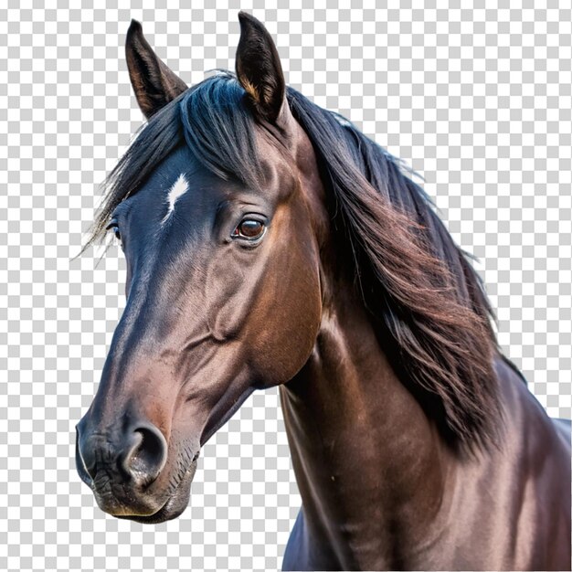 PSD black horse portrait isolated on transparent background