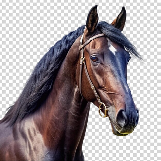 PSD black horse portrait isolated on transparent background