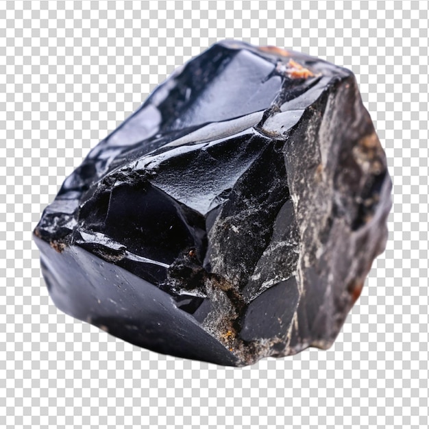 PSD black igneous rock obsidian isolated on transparent background