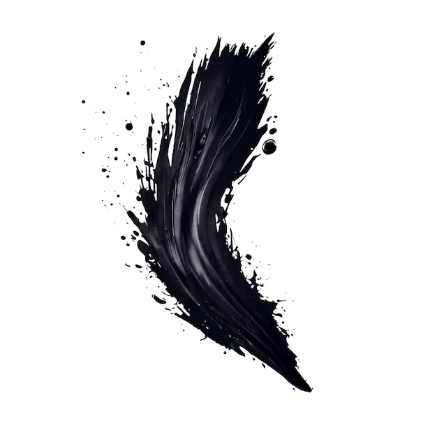 PSD black ink brush stroke black brush splashes isolated on transparent png