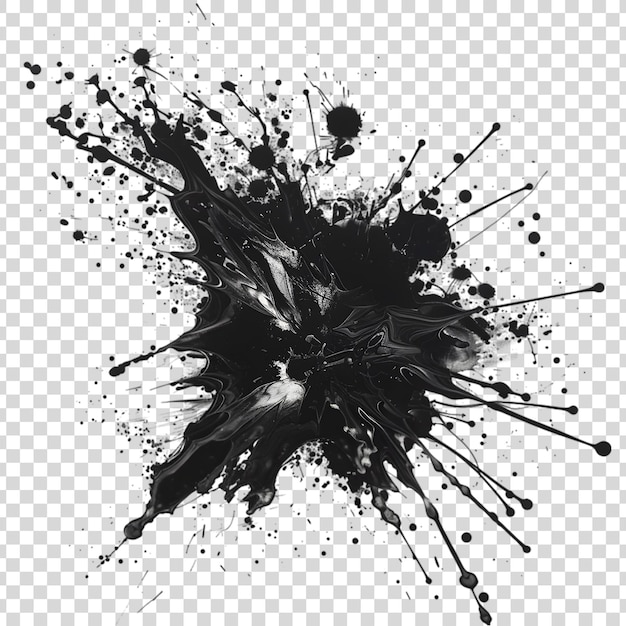 PSD black ink splash isolated on a transparent background